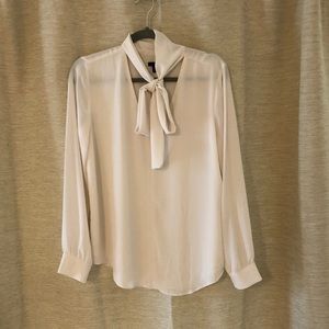 White Tie-Neck Ann Taylor Blouse